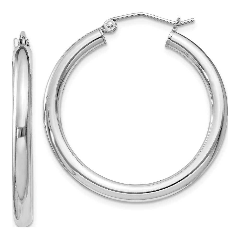 Sterling Silver 31mm Round Hoop Earrings