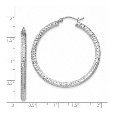 Sterling Silver 40mm Diamond-Cut Hoop Earrings – view 5