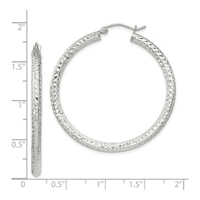 Sterling Silver 40mm Diamond-Cut Hoop Earrings – view 5