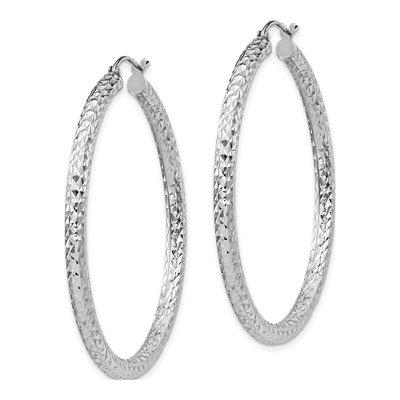 Sterling Silver 45mm Diamond-Cut Hoop Earrings – view 3