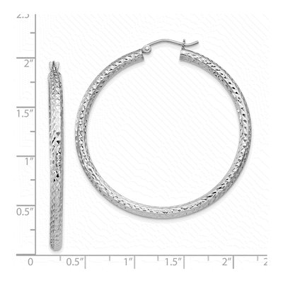 Sterling Silver 45mm Diamond-Cut Hoop Earrings – view 5