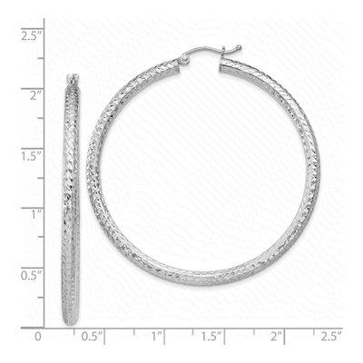 Sterling Silver 50mm Diamond-Cut Hoop Earrings – view 5