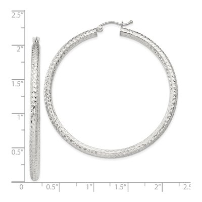 Sterling Silver 50mm Diamond-Cut Hoop Earrings – view 5