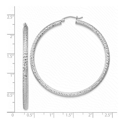 Sterling Silver 55mm Diamond-Cut Hoop Earrings – view 5