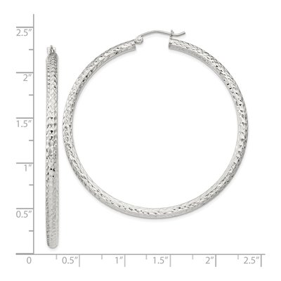 Sterling Silver 55mm Diamond-Cut Hoop Earrings – view 5