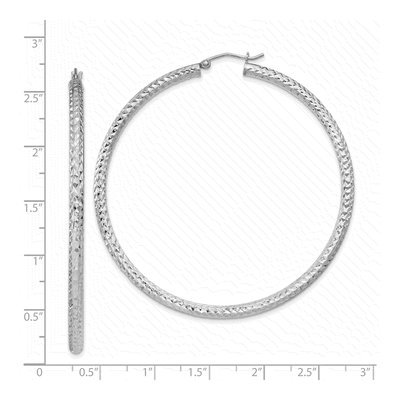 Sterling Silver 60mm Diamond-Cut Hoop Earrings – view 5