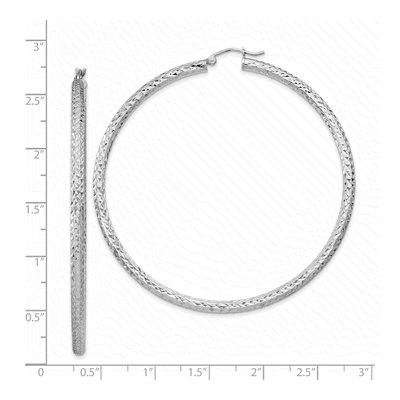 Sterling Silver 65mm Diamond-Cut Hoop Earrings – view 5