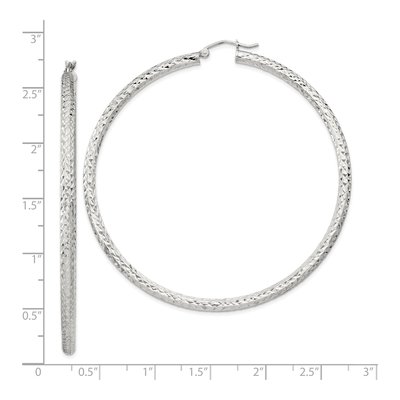 Sterling Silver 65mm Diamond-Cut Hoop Earrings – view 5