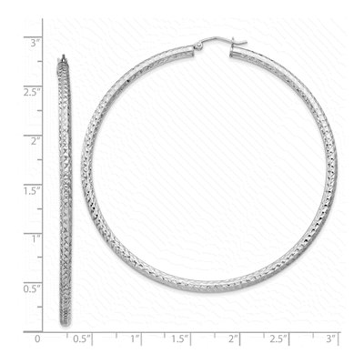 Sterling Silver 70mm Diamond-Cut Hoop Earrings – view 5