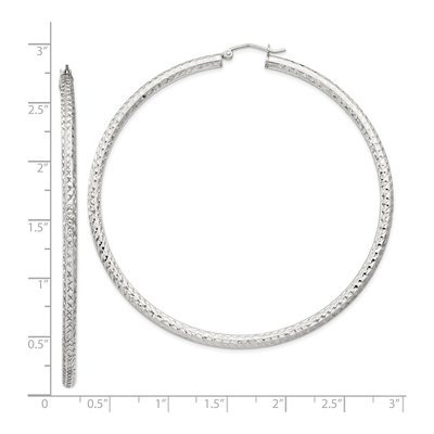 Sterling Silver 70mm Diamond-Cut Hoop Earrings – view 5