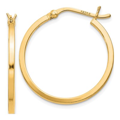 Gold-Plated Sterling Silver 25mm Gold-Flash Hoop Earrings