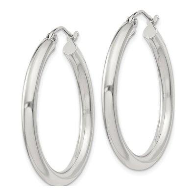 Sterling Silver 31mm Round Hoop Earrings – view 3