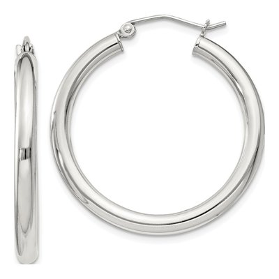 Sterling Silver 31mm Round Hoop Earrings