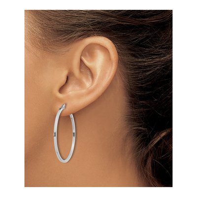 Sterling Silver 35mm Hoop Earrings – view 4