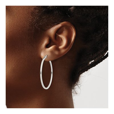 Sterling Silver 35mm Hoop Earrings – view 4