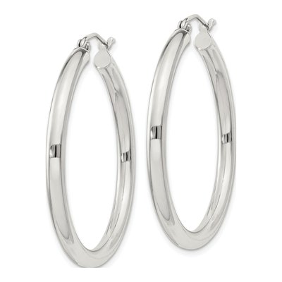 Sterling Silver 36mm Round Hoop Earrings – view 3