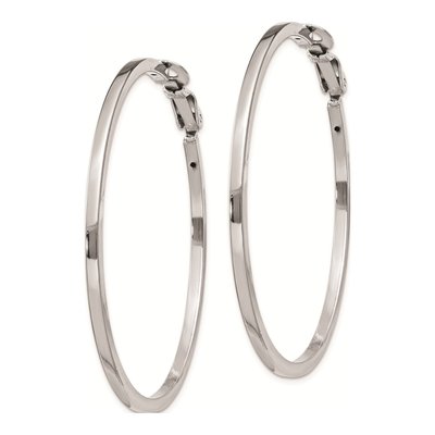 Sterling Silver 50mm Round Hoop Earrings – view 3