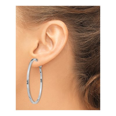 Sterling Silver 50mm Round Hoop Earrings – view 4