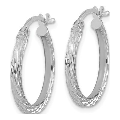 Sterling Silver 20mm Diamond-Cut Square Tube Hoop Earrings – view 3