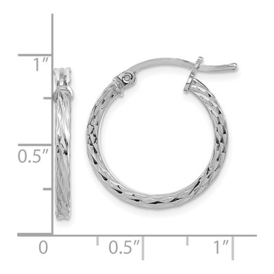 Sterling Silver 20mm Diamond-Cut Square Tube Hoop Earrings – view 5
