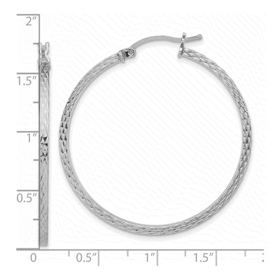 Sterling Silver 40mm Diamond-Cut Square Tube Hoop Earrings – view 5