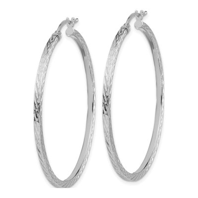 Sterling Silver 45mm Diamond-Cut Square Tube Hoop Earrings – view 3