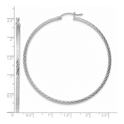 Sterling Silver 60mm Diamond-Cut Square Tube Hoop Earrings – view 5