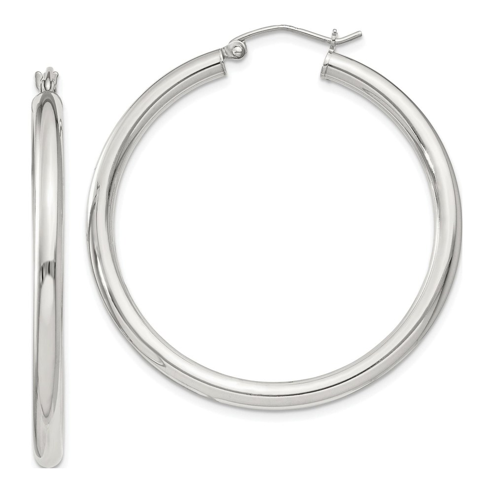Sterling Silver 42mm Round Hoop Earrings