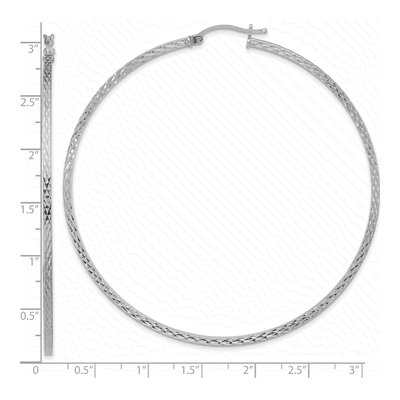 Sterling Silver 72mm Diamond-Cut Square Tube Hoop Earrings – view 5