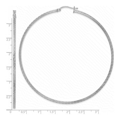 Sterling Silver 81mm Diamond-Cut Square Tube Hoop Earrings – view 5