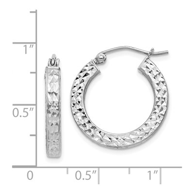 Sterling Silver 20mm Diamond-Cut Square Tube Hoop Earrings – view 5