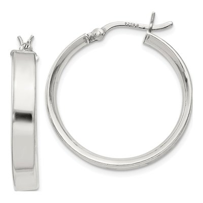 Sterling Silver 25mm Hollow Hoop Earrings