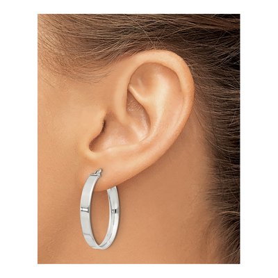 Sterling Silver 30mm Hollow Hoop Earrings – view 4