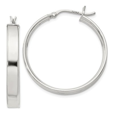Sterling Silver 30mm Hollow Hoop Earrings