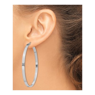 Sterling Silver 70mm Hoop Earrings – view 4