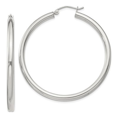 Sterling Silver 47mm Round Hoop Earrings