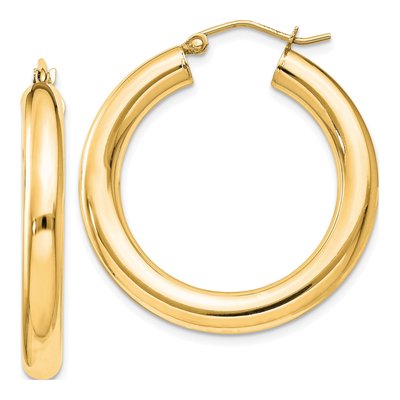 Gold-Plated Sterling Silver 32mm Gold-Flash Round Hoop Earrings