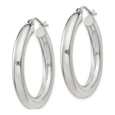 Sterling Silver 32mm Round Hoop Earrings – view 3