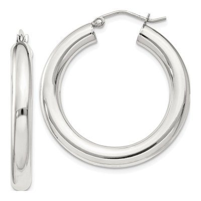 Sterling Silver 32mm Round Hoop Earrings