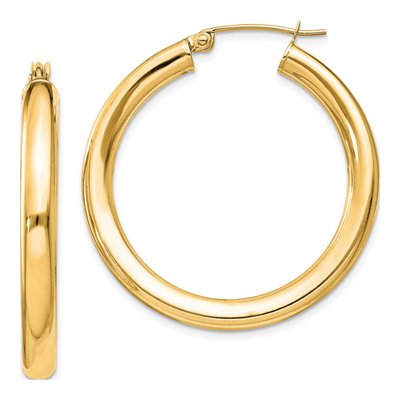 Gold-Plated Sterling Silver 36mm Gold-Flash Hoop Earrings