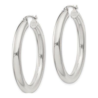 Sterling Silver 36mm Round Hoop Earrings – view 3