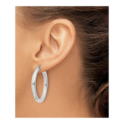 Sterling Silver 36mm Round Hoop Earrings – view 4