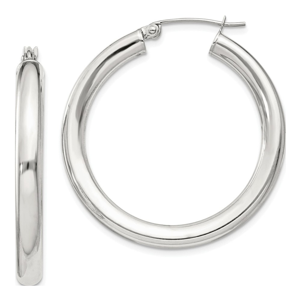 Sterling Silver 36mm Round Hoop Earrings