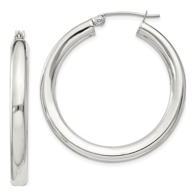 Sterling Silver 36mm Round Hoop Earrings