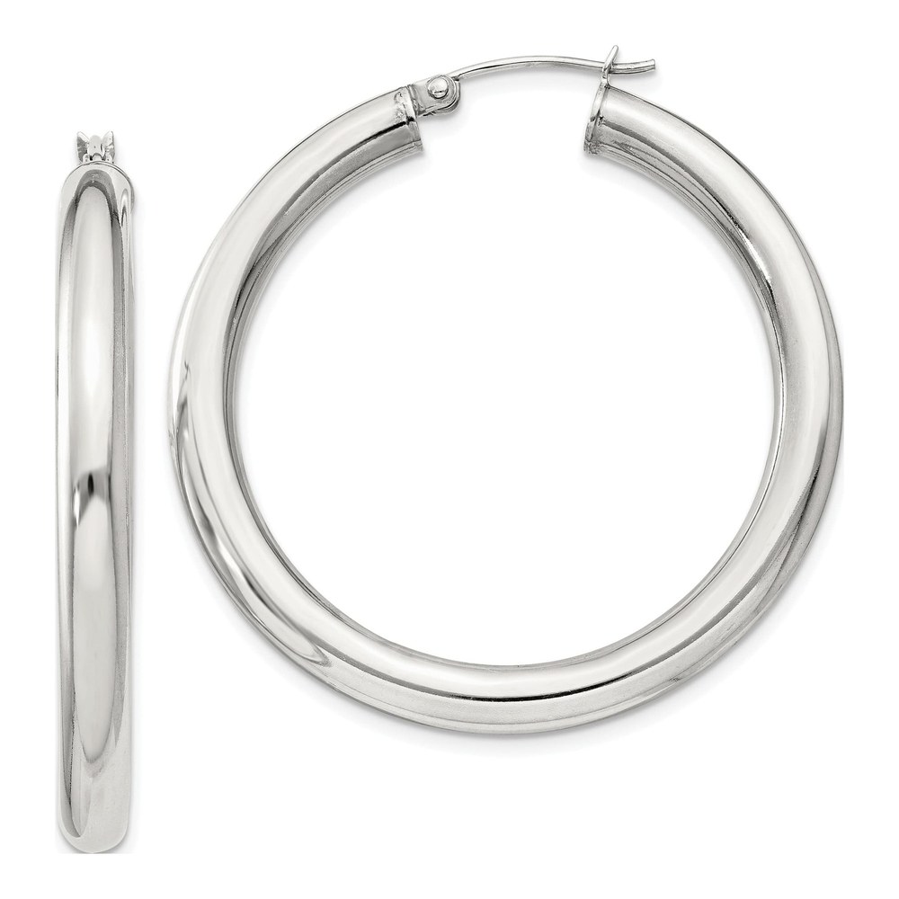 Sterling Silver 42mm Round Hoop Earrings
