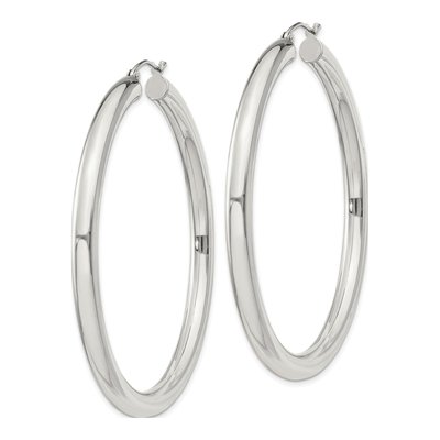 Sterling Silver 58mm Round Hoop Earrings – view 3
