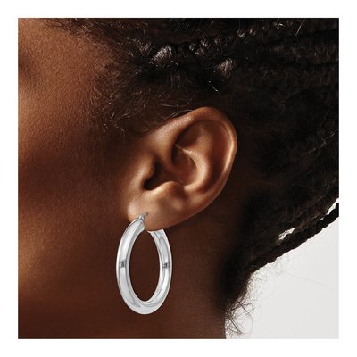 Sterling Silver 37mm Hoop Earrings – view 4
