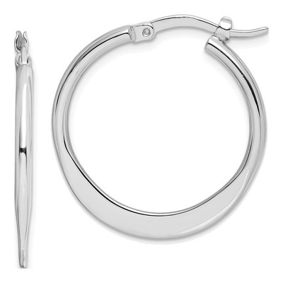 Sterling Silver 25mm Tapered Hoop Earrings
