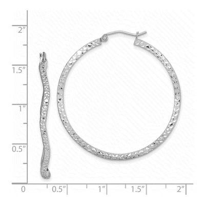 Sterling Silver 40mm Wavy Diamond-Cut Hoop Earrings – view 5