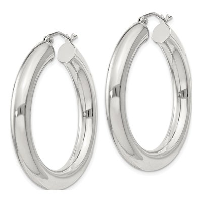 Sterling Silver 37mm Round Hoop Earrings – view 3